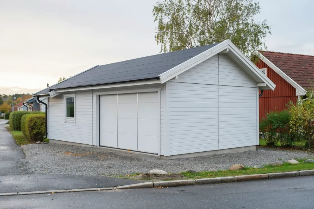 oml ggning av garagetak med ny papp i hus