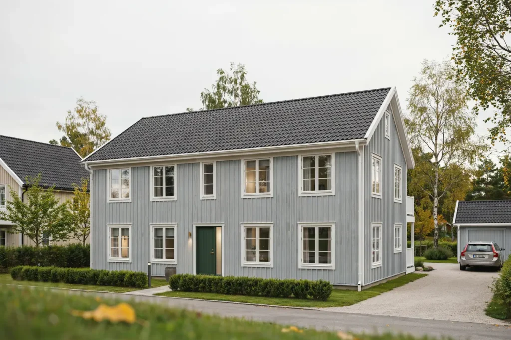 l ggning av betongpannor p villa i hus kristianstad